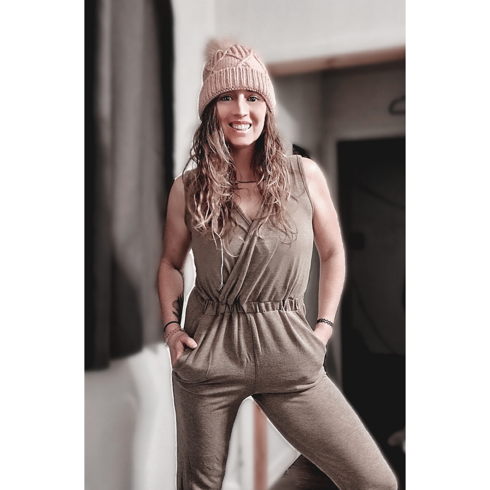 CBRAND BREAK FREE SURPLICE JUMPSUIT - MOCHA - Women's Size Small